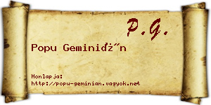 Popu Geminián névjegykártya